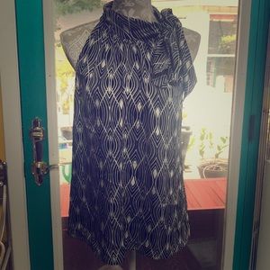 Loft black and white satin top